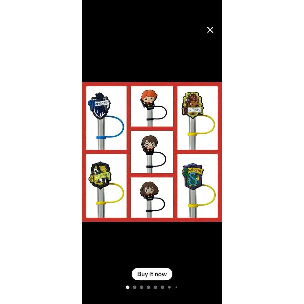 Harry Potter 8pc Simple Daily Use Silicone Straw Toppers